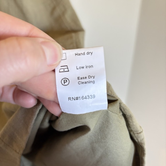 SNDYS Revolve Dress L Olive Tuscany Linen Mini Puff Sleeves Cottagecore Party - Picture 8 of 10